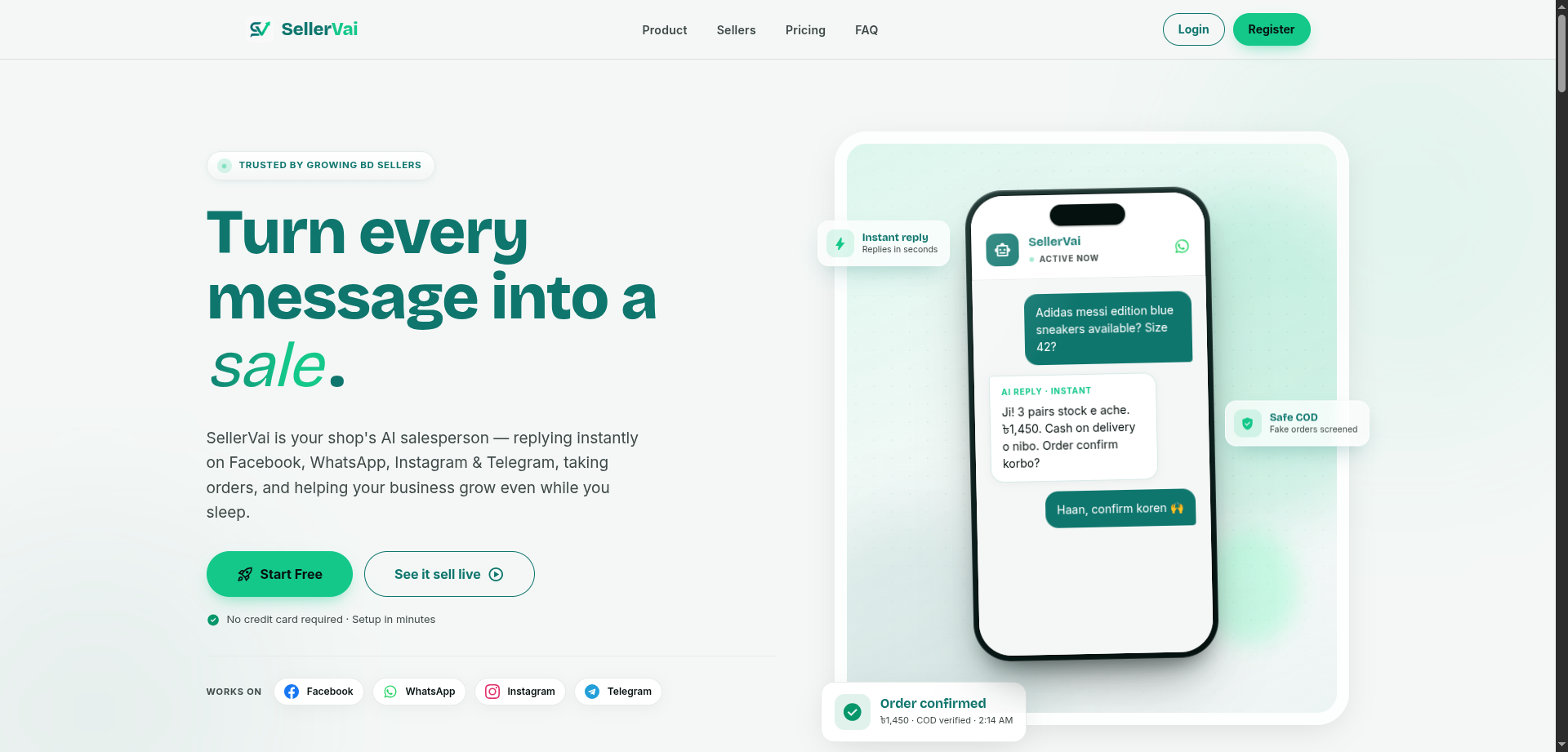 SellerVai AI Social Commerce Salesperson & Multichannel Platform